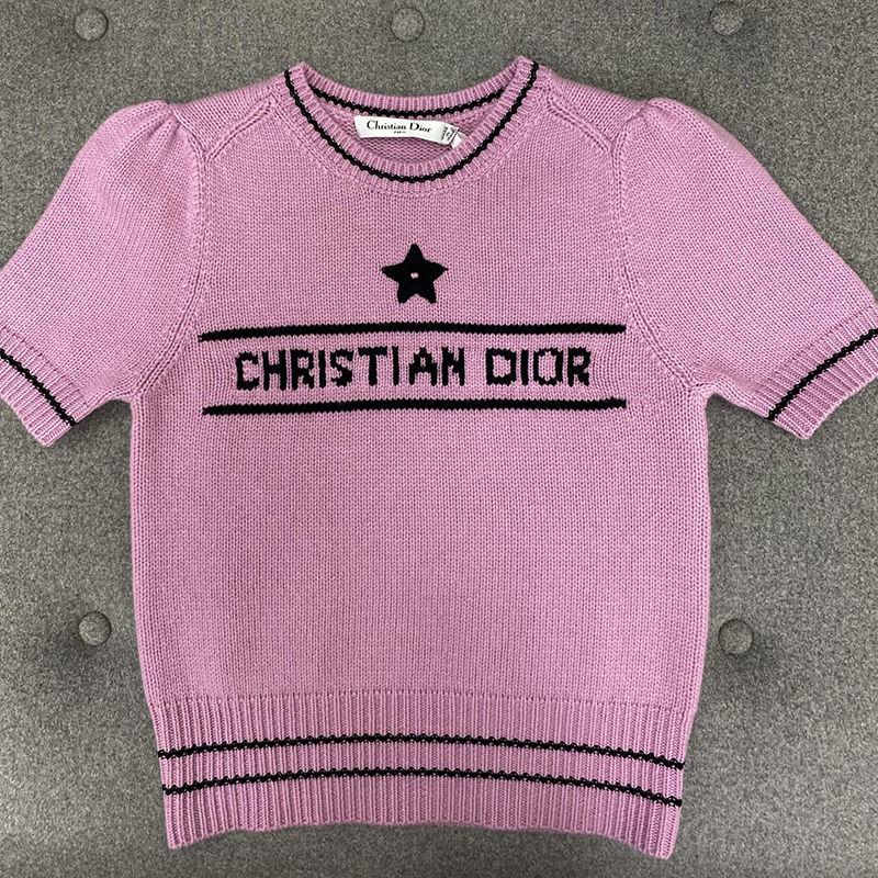 D I O R 디올 럭키 스타 울 캐시미어 반소매 니트 스웨터 레플리카 1번 이미지 - 의류 | 세미샵 레플리카 사이트