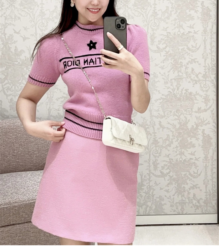 D I O R 디올 럭키 스타 울 캐시미어 반소매 니트 스웨터 레플리카 2번 이미지 - 의류 | 세미샵 레플리카 사이트