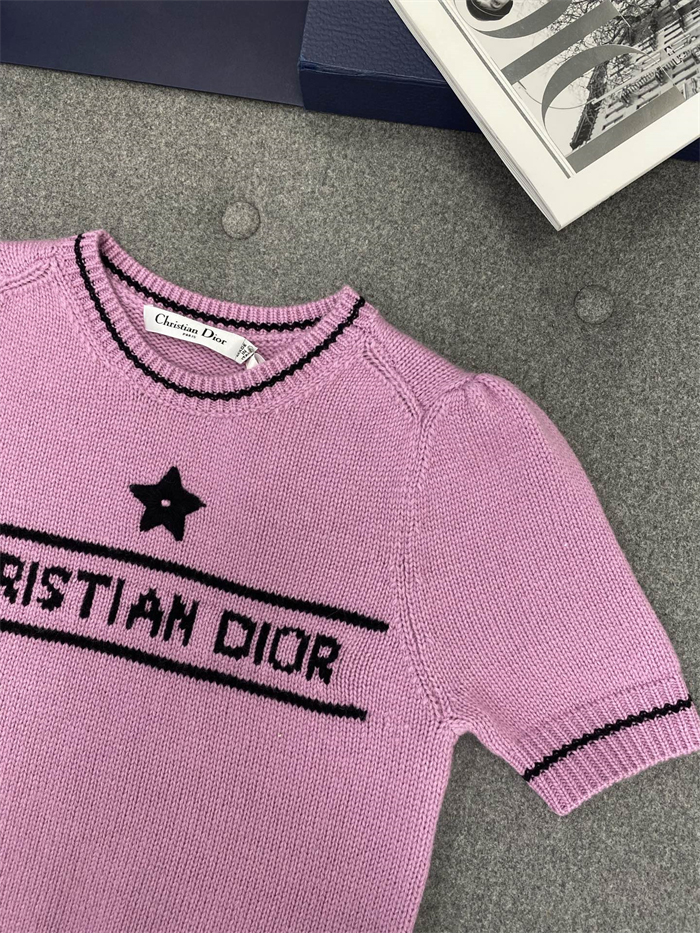 D I O R 디올 럭키 스타 울 캐시미어 반소매 니트 스웨터 레플리카 7번 이미지 - 의류 | 세미샵 레플리카 사이트