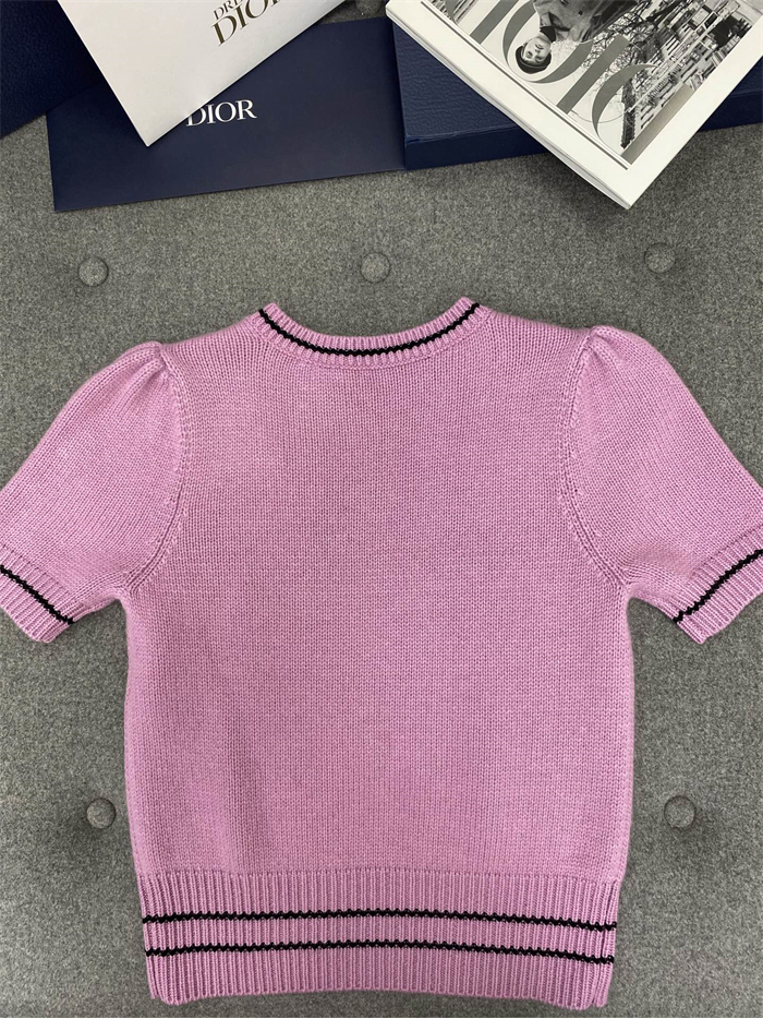 D I O R 디올 럭키 스타 울 캐시미어 반소매 니트 스웨터 레플리카 8번 이미지 - 의류 | 세미샵 레플리카 사이트