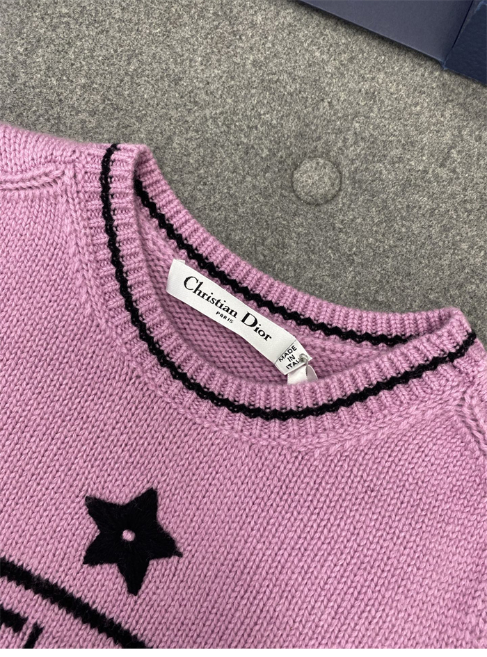 D I O R 디올 럭키 스타 울 캐시미어 반소매 니트 스웨터 레플리카 11번 이미지 - 의류 | 세미샵 레플리카 사이트