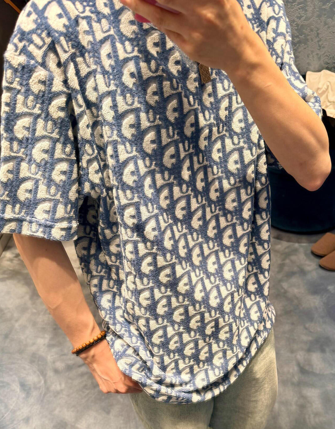 D I O R 디올 오블리크 테리 코튼 저지 캐주얼 핏 반팔 티셔츠 “2COLOR” 레플리카 4번 이미지 - 의류 | 세미샵 레플리카 사이트