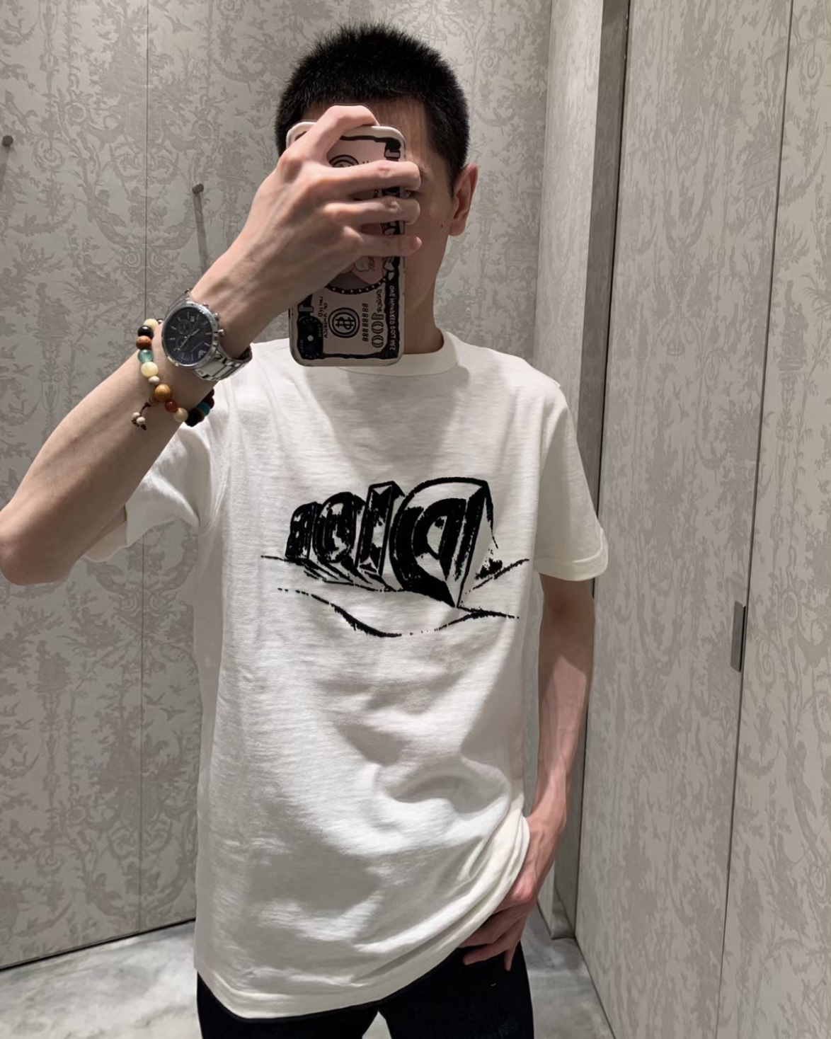 D I O R 디올 23FW 화이트 플록 아스트로 반팔 티셔츠 화이트 레플리카 6번 이미지 - 의류 | 세미샵 레플리카 사이트