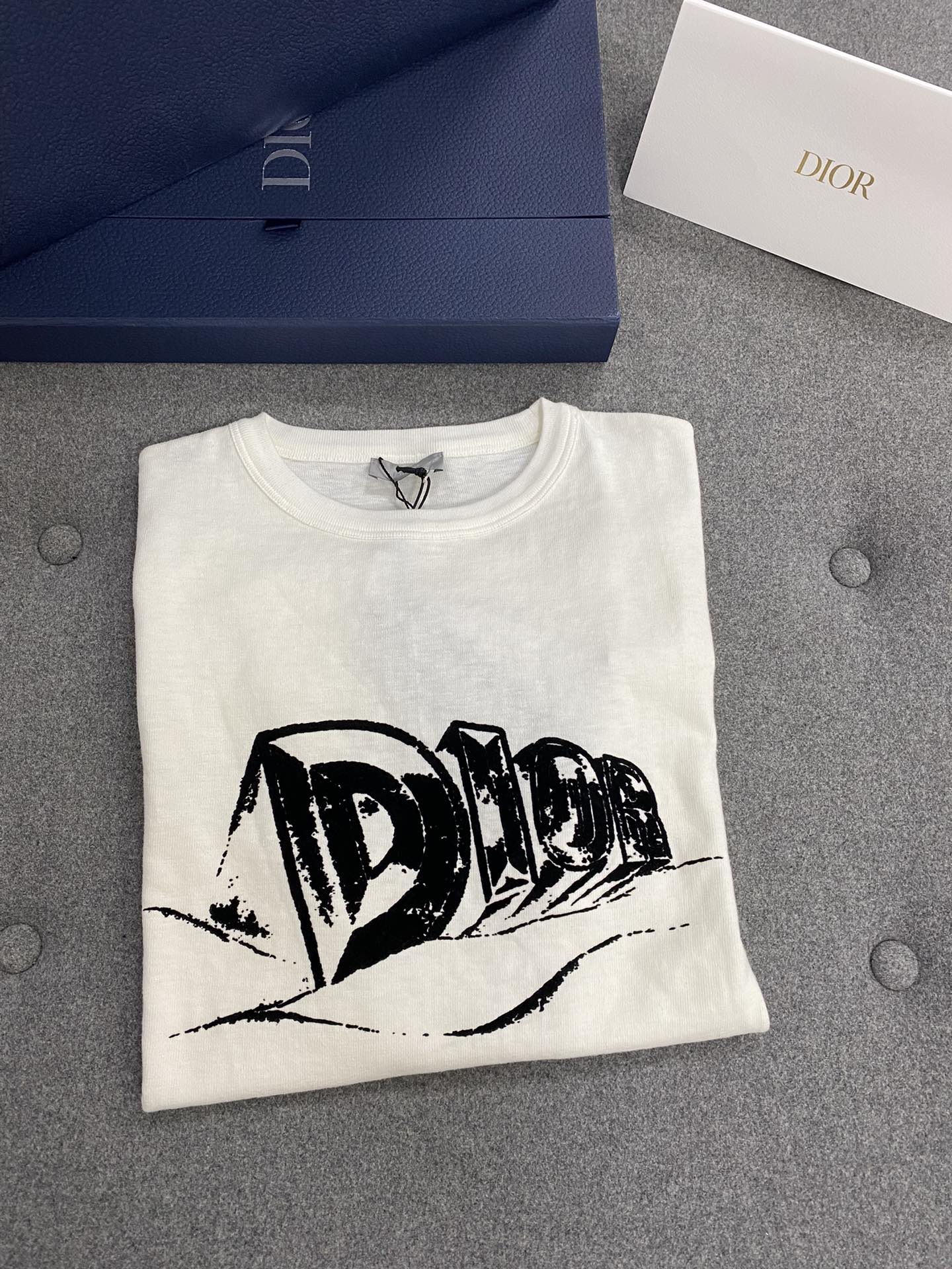 D I O R 디올 23FW 화이트 플록 아스트로 반팔 티셔츠 화이트 레플리카 8번 이미지 - 의류 | 세미샵 레플리카 사이트