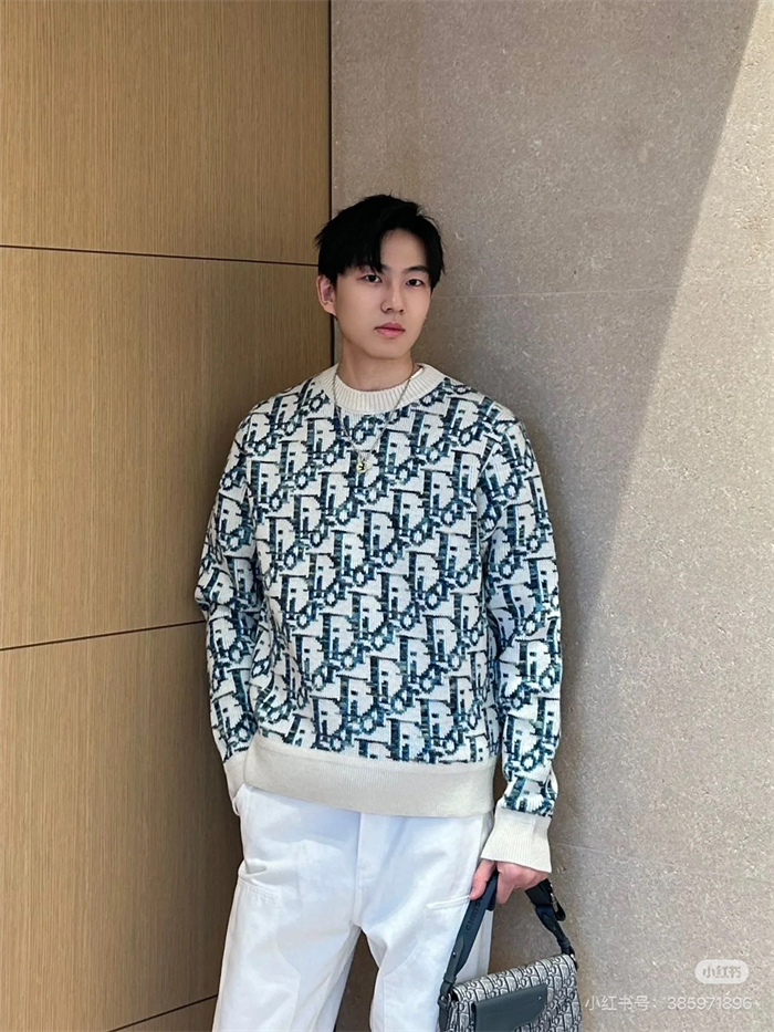 D I O R 디올 25SS 오블리크 니트 스웨터 블루 레플리카 4번 이미지 - 의류 | 세미샵 레플리카 사이트