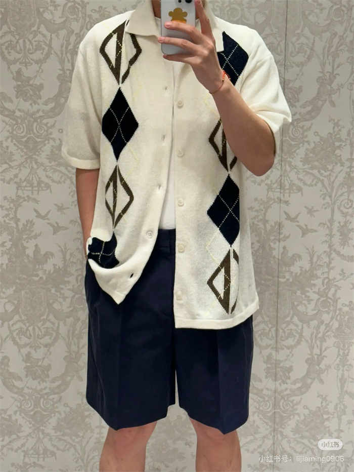 D I O R 디올 CD 다이아몬드 코튼 블렌드 반팔 셔츠 레플리카 3번 이미지 - 의류 | 세미샵 레플리카 사이트