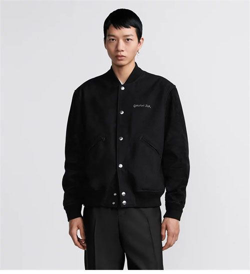 D I O R 디올 Tag 울 블렌드 양가죽 바시티 자켓 블랙 레플리카 2번 이미지 - 의류 | 세미샵 레플리카 사이트