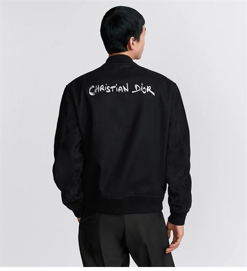 D I O R 디올 Tag 울 블렌드 양가죽 바시티 자켓 블랙 레플리카 3번 이미지 - 의류 | 세미샵 레플리카 사이트