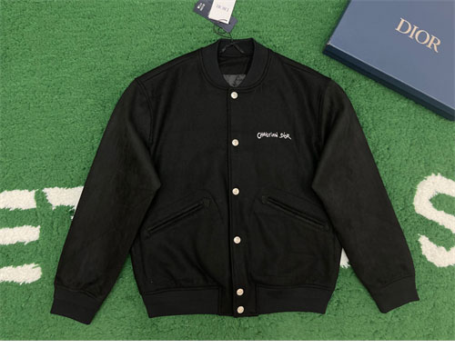 D I O R 디올 Tag 울 블렌드 양가죽 바시티 자켓 블랙 레플리카 4번 이미지 - 의류 | 세미샵 레플리카 사이트