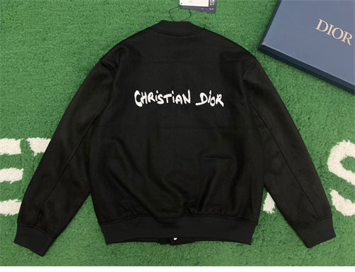 D I O R 디올 Tag 울 블렌드 양가죽 바시티 자켓 블랙 레플리카 5번 이미지 - 의류 | 세미샵 레플리카 사이트