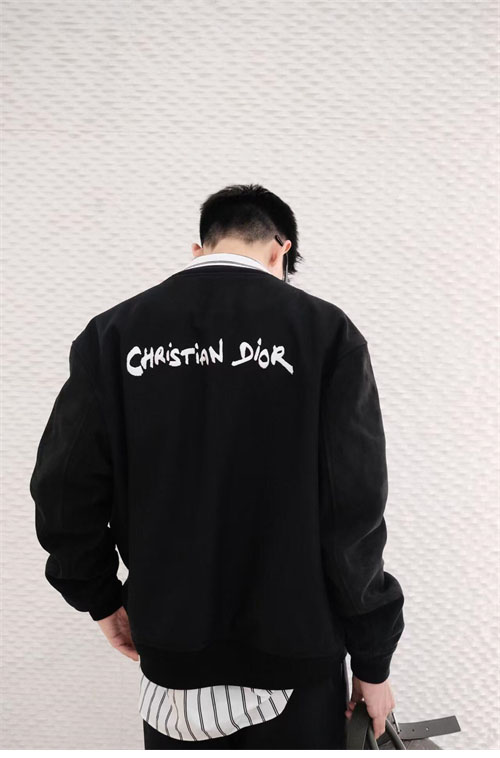 D I O R 디올 Tag 울 블렌드 양가죽 바시티 자켓 블랙 레플리카 15번 이미지 - 의류 | 세미샵 레플리카 사이트