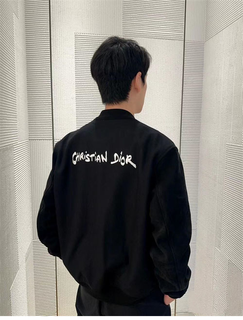 D I O R 디올 Tag 울 블렌드 양가죽 바시티 자켓 블랙 레플리카 19번 이미지 - 의류 | 세미샵 레플리카 사이트