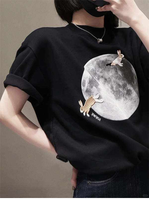 Loewe 로에베 x 수나 후지타 Bunny & Moon 반팔 티셔츠 레플리카 4번 이미지 - 의류 | 세미샵 레플리카 사이트