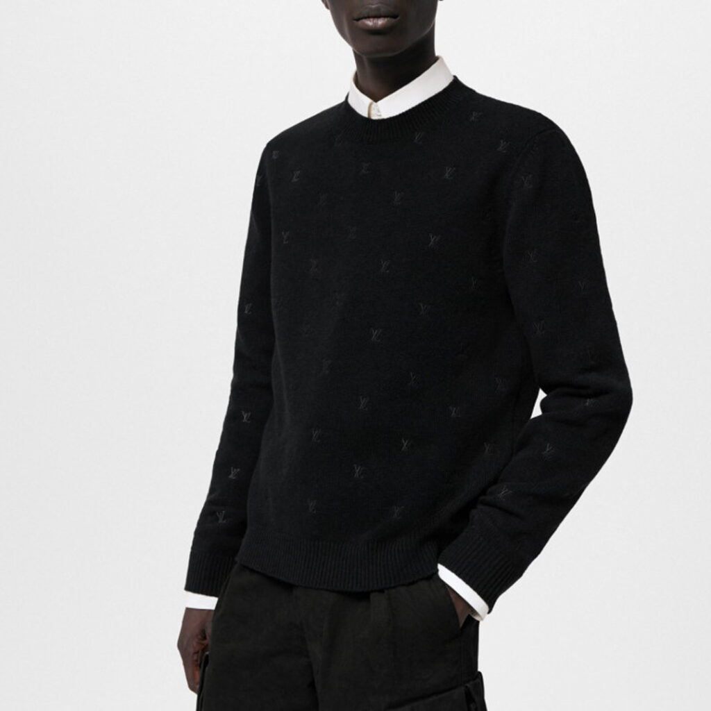 Louis Vuitton 루이비통 엠브로이더드 시그니처 자수 메리노 크루넥 니트 블랙 레플리카 2번 이미지 - 의류 | 세미샵 레플리카 사이트