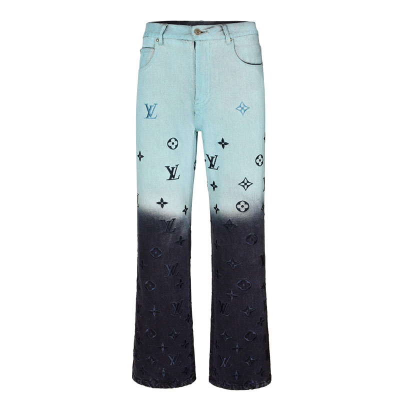 Louis Vuitton 루이비통 24FW 엠브로이더드 모노그램 배색 데님 팬츠 1AFV85 레플리카 1번 이미지 - 의류 | 세미샵 레플리카 사이트