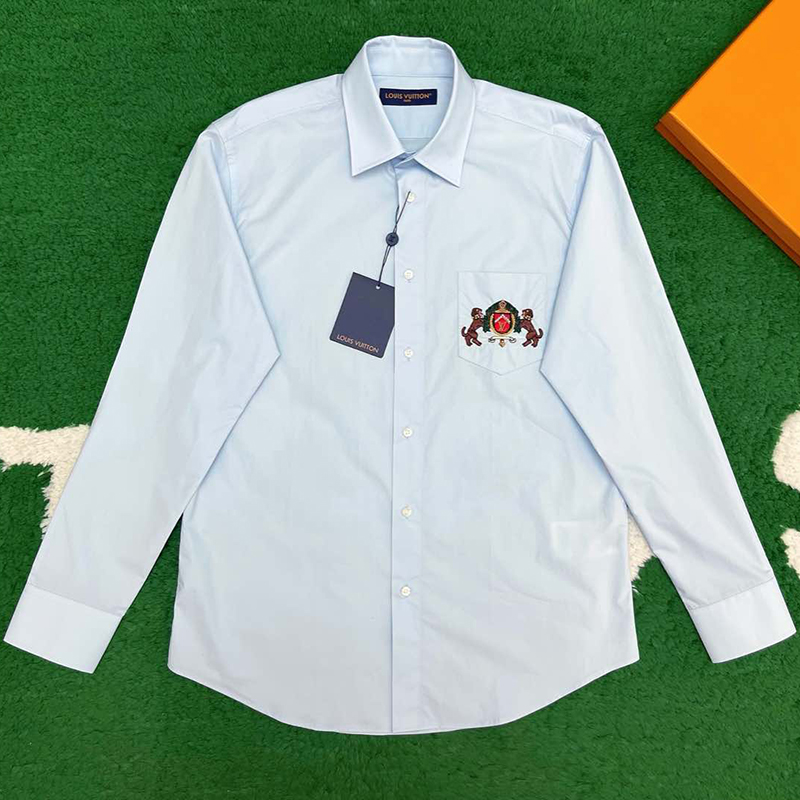 Louis Vuitton 루이비통 LV도그 엠브로이더드 롱 슬리브드 코튼 셔츠 레플리카 1번 이미지 - 의류 | 세미샵 레플리카 사이트