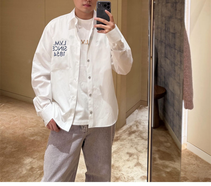 루이비통 루이비통 LVM 레터링 롱 슬리브드 시그니처 포플린 셔츠 레플리카 12번 이미지 - 의류 | 세미샵 레플리카 사이트