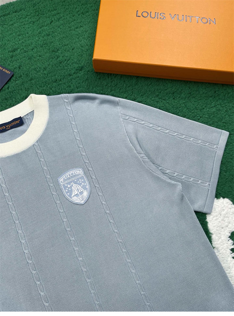 루이비통 루이비통 LV 리그 패치 인따르시아 실크 코튼 반팔 크루넥 티셔츠 레플리카 9번 이미지 - 의류 | 세미샵 레플리카 사이트