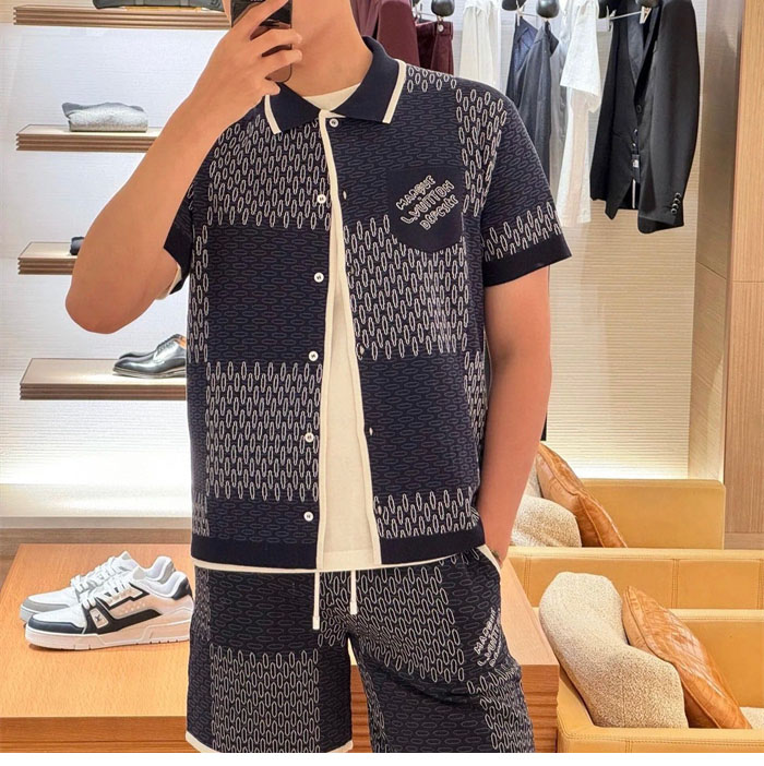 Louis Vuitton 루이비통 MLVD 다미에 자카드 숏 슬리브드 코튼 셔츠 레플리카 2번 이미지 - 의류 | 세미샵 레플리카 사이트