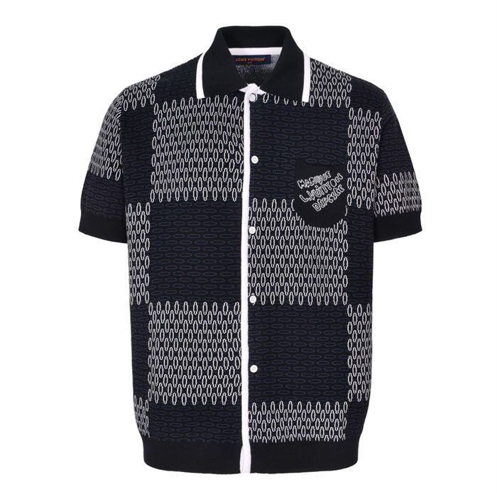 Louis Vuitton 루이비통 MLVD 다미에 자카드 숏 슬리브드 코튼 셔츠 레플리카 4번 이미지 - 의류 | 세미샵 레플리카 사이트