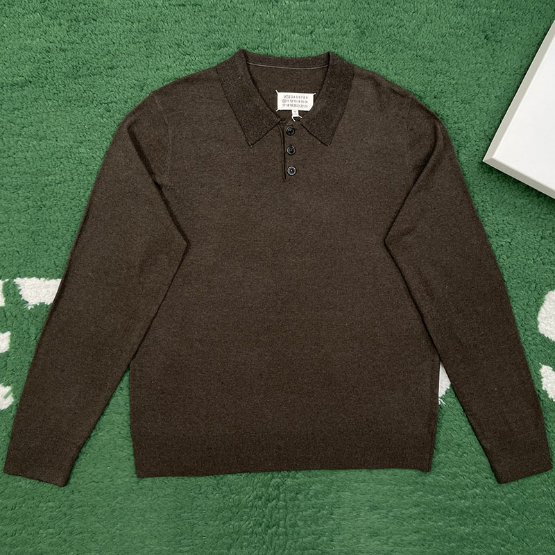 Maison Margiela 메종 마르지엘라 엘보우 패치 울 폴로 셔츠 레플리카 1번 이미지 - 의류 | 세미샵 레플리카 사이트