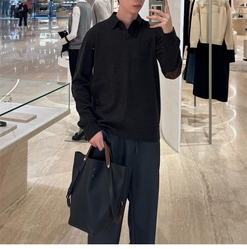 Maison Margiela 메종 마르지엘라 엘보우 패치 울 폴로 셔츠 레플리카 3번 이미지 - 의류 | 세미샵 레플리카 사이트