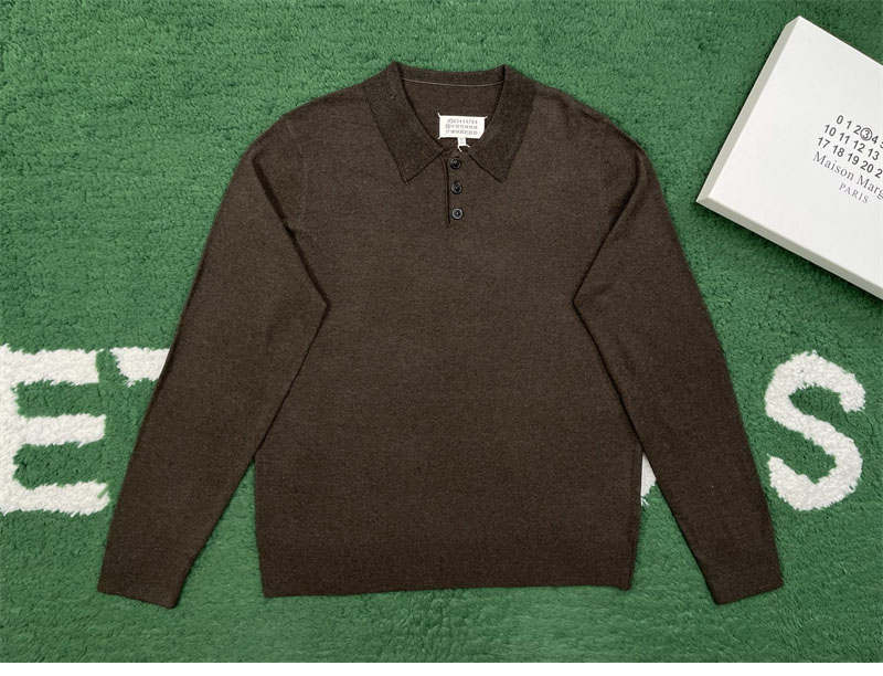 Maison Margiela 메종 마르지엘라 엘보우 패치 울 폴로 셔츠 레플리카 5번 이미지 - 의류 | 세미샵 레플리카 사이트