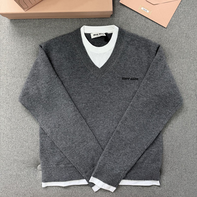 미우미우 미우미우 레이어드 캐시미어 스웨터（TJ공장） 레플리카 12번 이미지 - 의류 | 세미샵 레플리카 사이트