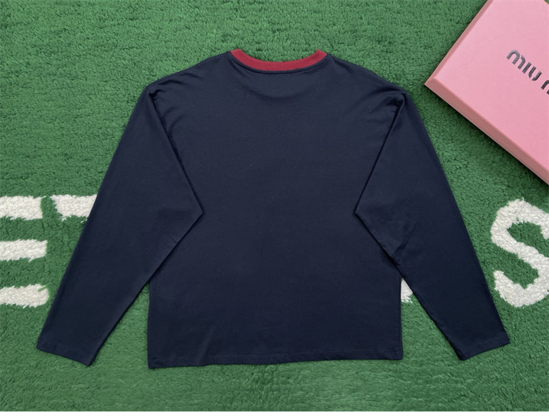 미우미우 미우미우 로고 자수 코튼 저지 긴팔 티셔츠 레플리카 10번 이미지 - 의류 | 세미샵 레플리카 사이트