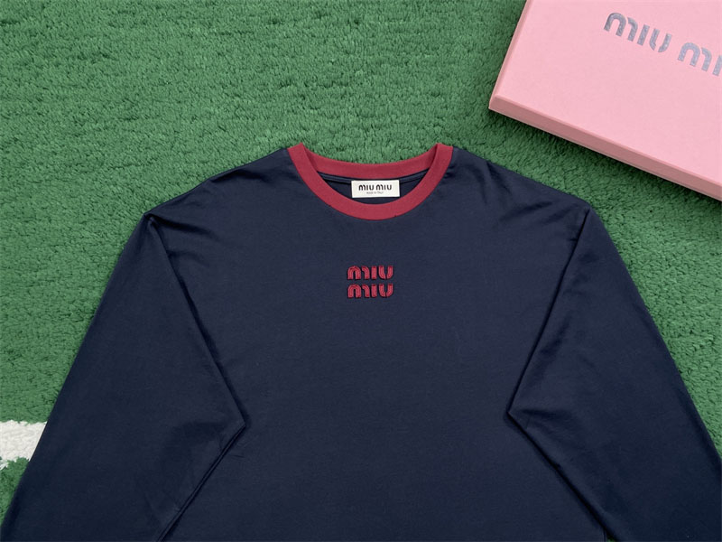 미우미우 미우미우 로고 자수 코튼 저지 긴팔 티셔츠 레플리카 11번 이미지 - 의류 | 세미샵 레플리카 사이트
