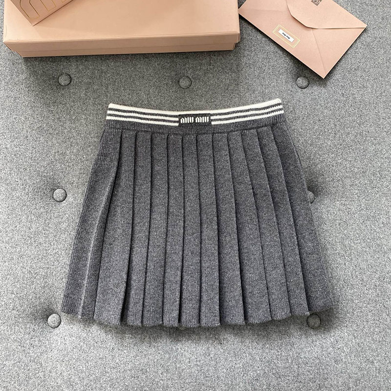 Miu Miu 미우미우 울 캐시미어 플리츠 미니 스커트 레플리카 1번 이미지 - 의류 | 세미샵 레플리카 사이트