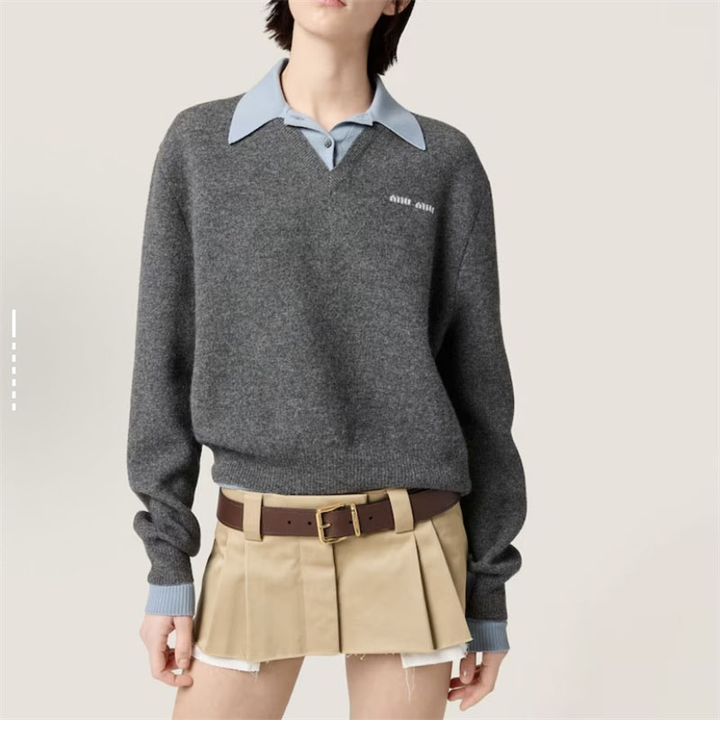 Miu Miu 미우미우 캐시미어 앤 울 폴로 니트 스웨터 레플리카 2번 이미지 - 의류 | 세미샵 레플리카 사이트