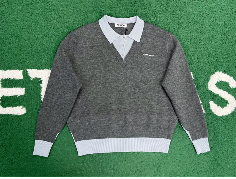Miu Miu 미우미우 캐시미어 앤 울 폴로 니트 스웨터 레플리카 5번 이미지 - 의류 | 세미샵 레플리카 사이트