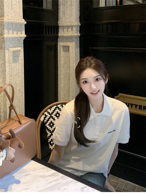 Miu Miu 미우미우 코튼 피케 폴로 셔츠 2컬러 레플리카 4번 이미지 - 의류 | 세미샵 레플리카 사이트