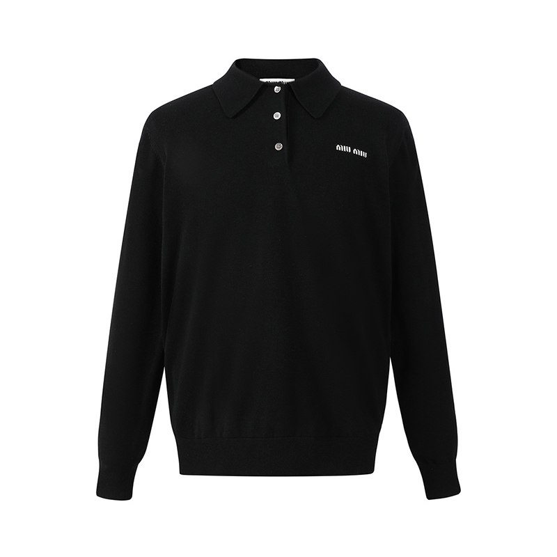 Miu Miu 미우미우 24SS 로고 울 니트 폴로 티셔츠 레플리카 1번 이미지 - 의류 | 세미샵 레플리카 사이트