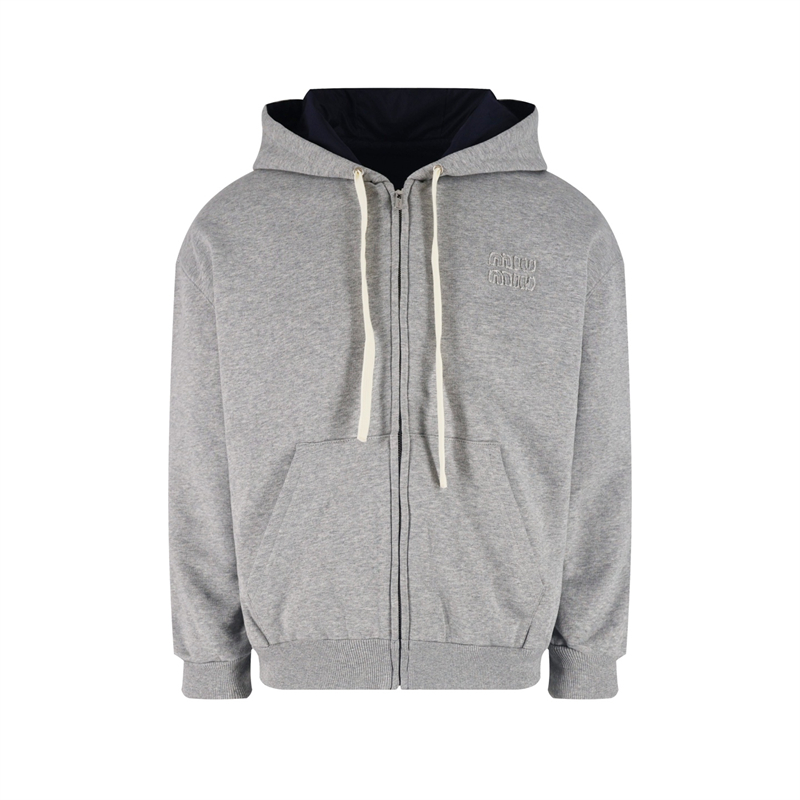 Miu Miu 미우미우 25FW 로고 아플리케 리버시블 후드 집업 레플리카 4번 이미지 - 의류 | 세미샵 레플리카 사이트