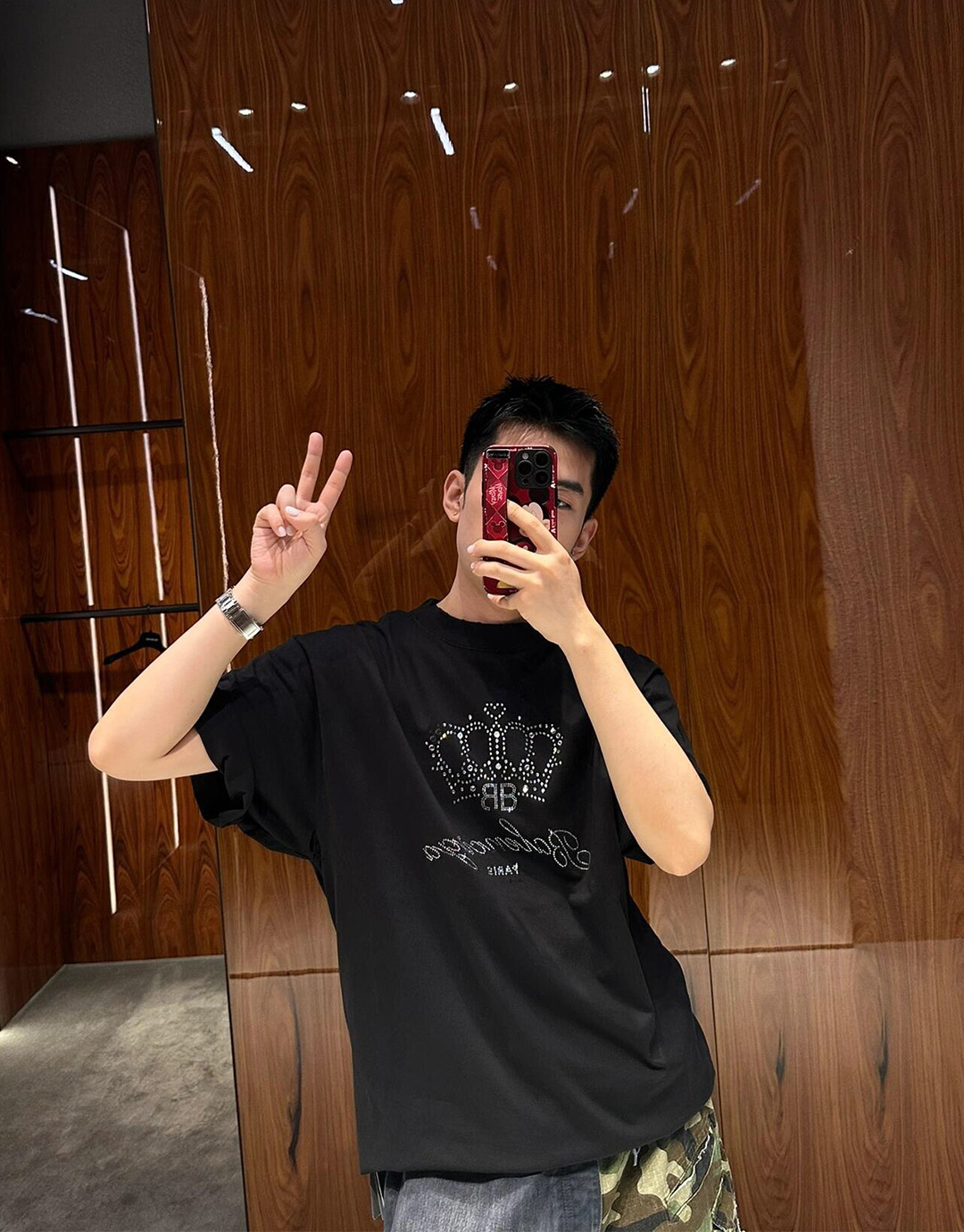 Balenciaga 발렌시아가 BB 모텔 미디엄 핏 반팔 티셔츠 블랙 레플리카 2번 이미지 - 의류 | 세미샵 레플리카 사이트