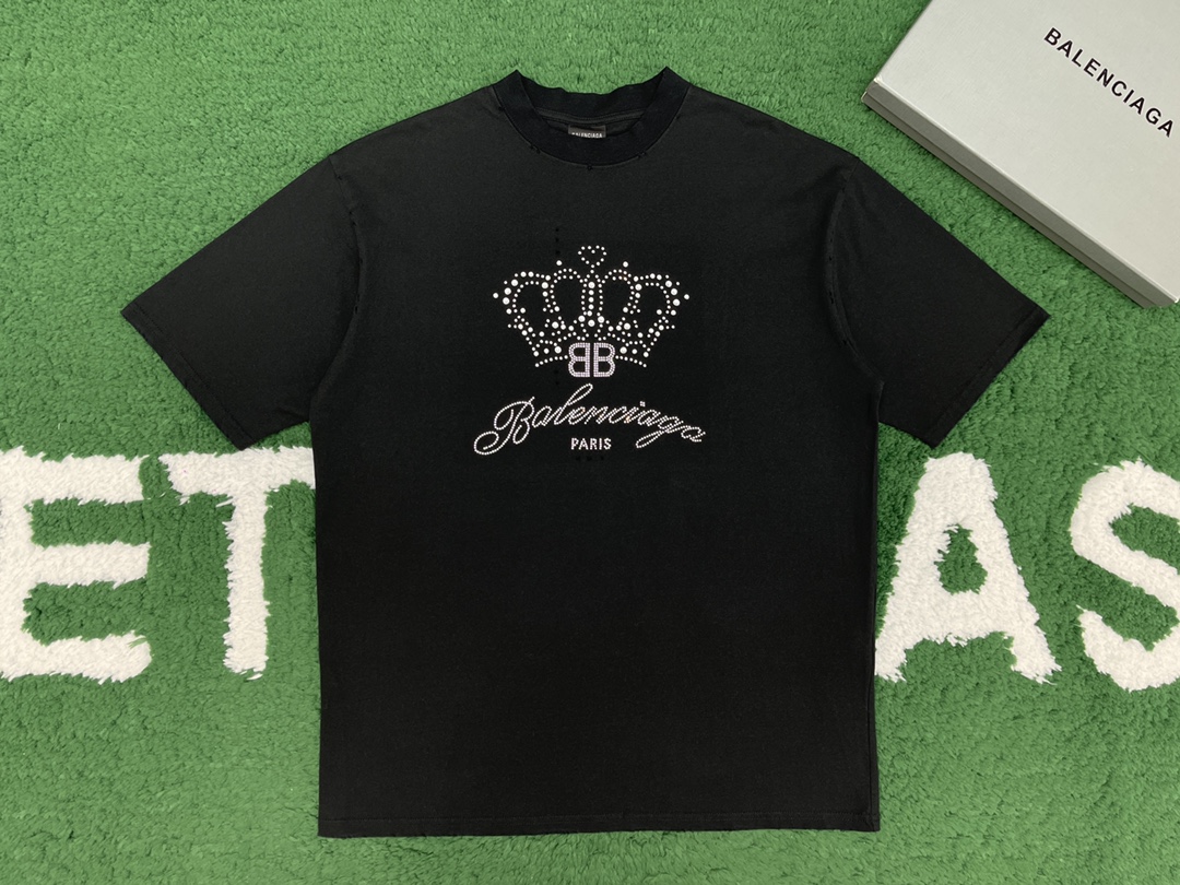 Balenciaga 발렌시아가 BB 모텔 미디엄 핏 반팔 티셔츠 블랙 레플리카 8번 이미지 - 의류 | 세미샵 레플리카 사이트