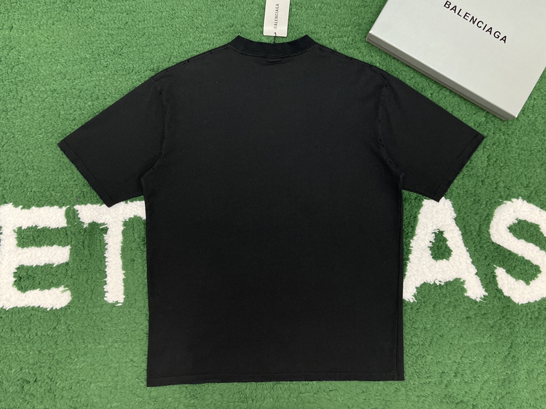 Balenciaga 발렌시아가 BB 모텔 미디엄 핏 반팔 티셔츠 블랙 레플리카 9번 이미지 - 의류 | 세미샵 레플리카 사이트