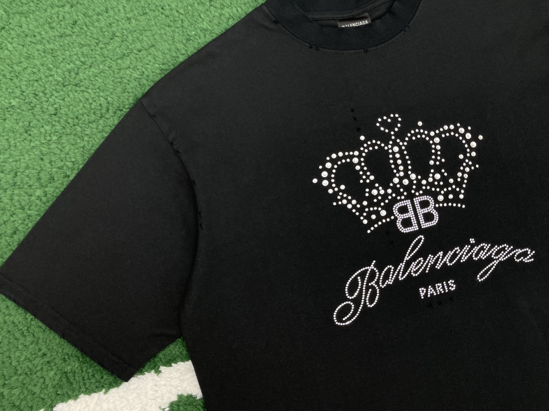 Balenciaga 발렌시아가 BB 모텔 미디엄 핏 반팔 티셔츠 블랙 레플리카 12번 이미지 - 의류 | 세미샵 레플리카 사이트
