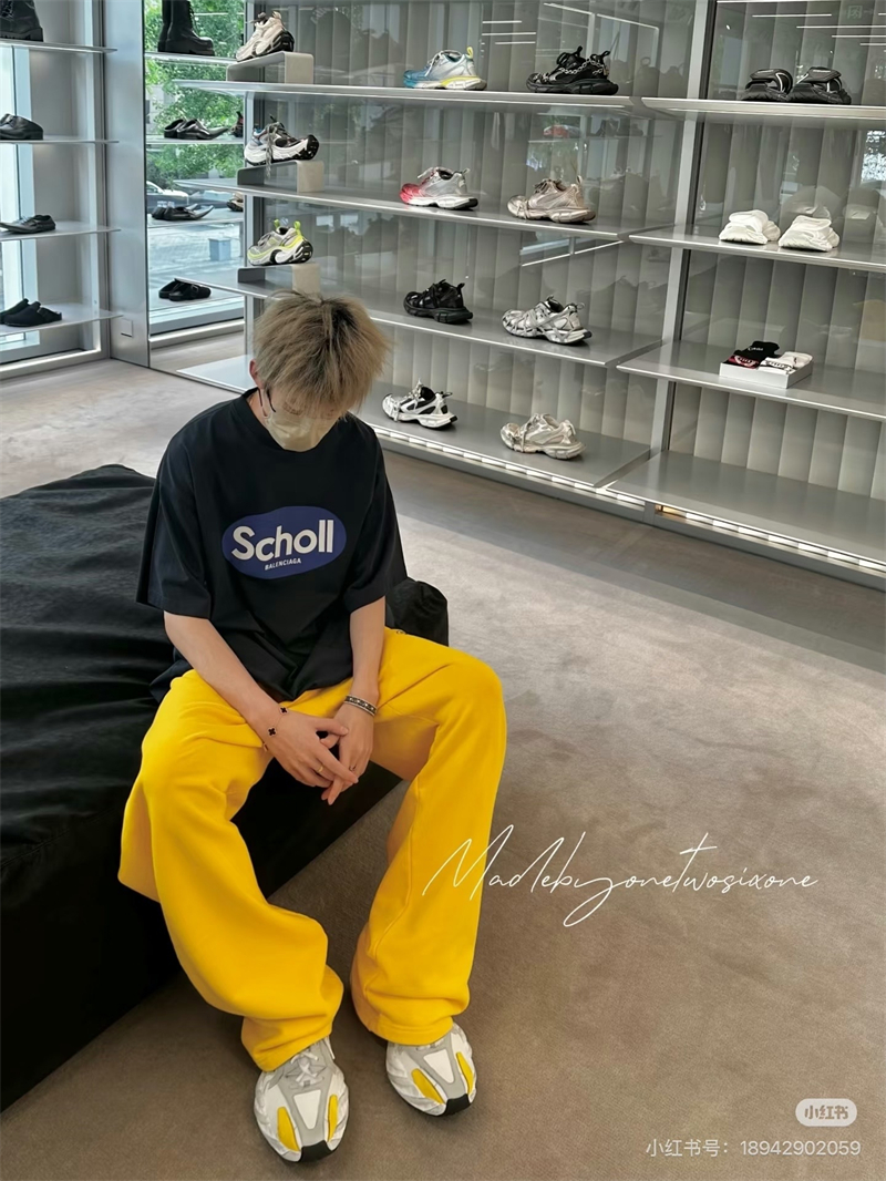 Balenciaga 발렌시아가 x 숄 Scholl 로고 와이드 오버사이즈 팬츠 레플리카 3번 이미지 - 의류 | 세미샵 레플리카 사이트