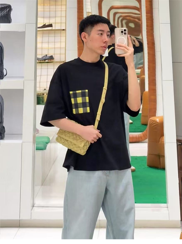 Bottega Veneta 보테가베네타 깅엄 포켓 소프트 코튼 반팔 티셔츠 레플리카 2번 이미지 - 의류 | 세미샵 레플리카 사이트