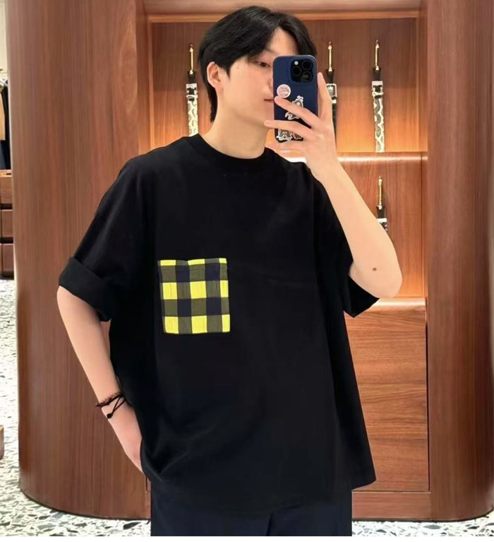 Bottega Veneta 보테가베네타 깅엄 포켓 소프트 코튼 반팔 티셔츠 레플리카 3번 이미지 - 의류 | 세미샵 레플리카 사이트