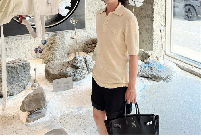 Bottega Veneta 보테가베네타 스트링슬림 라이트 린넨 폴로 셔츠 레플리카 4번 이미지 - 의류 | 세미샵 레플리카 사이트