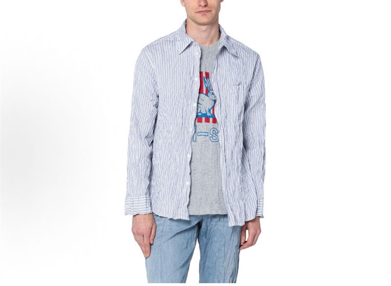 Bottega Veneta 보테가베네타 크러쉬드 테크 포플린 셔츠 블루 레플리카 3번 이미지 - 의류 | 세미샵 레플리카 사이트