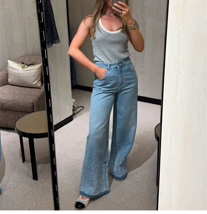 C H A N E L 샤넬 25P 시퀸 자수 워시드 데님 팬츠 레플리카 4번 이미지 - 의류 | 세미샵 레플리카 사이트