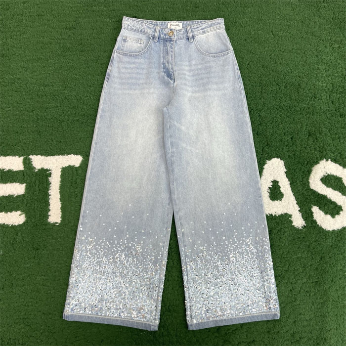 C H A N E L 샤넬 25P 시퀸 자수 워시드 데님 팬츠 레플리카 5번 이미지 - 의류 | 세미샵 레플리카 사이트