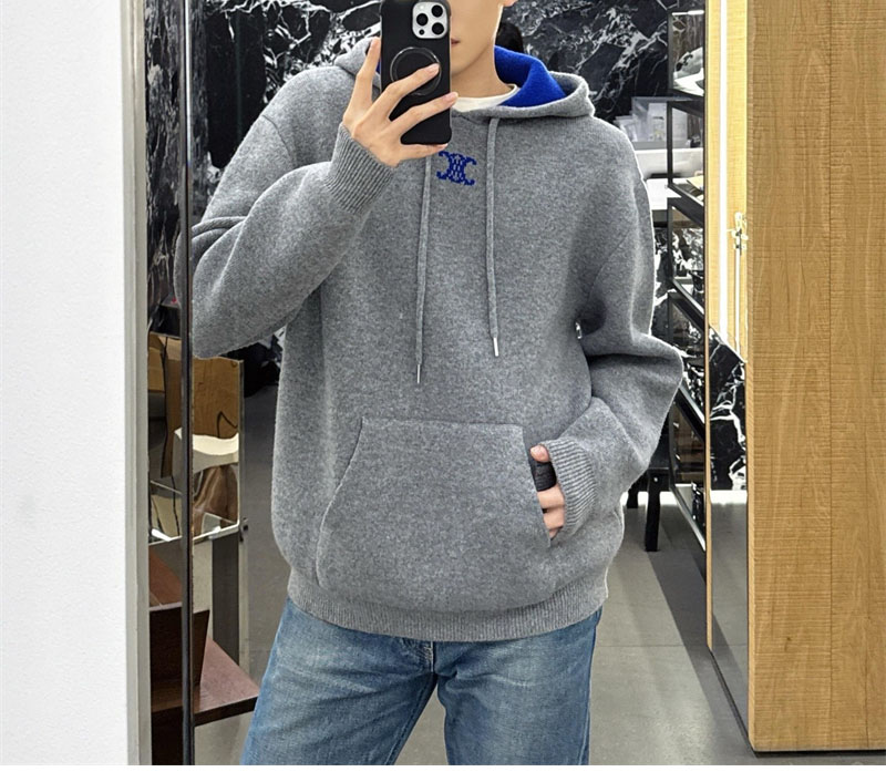 셀린느 셀린느 로고 아플리케 리브드 울 캐시미어 후디 레플리카 1번 이미지 - 의류 | 세미샵 레플리카 사이트