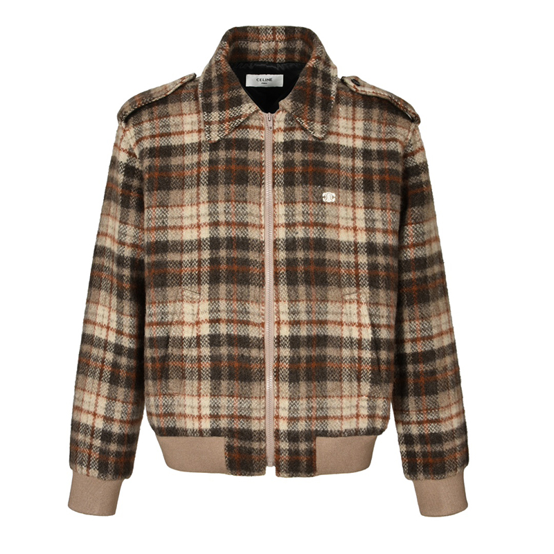 C E L I N E 셀린느 트리오페 로고 자수 배색 체크 테디 자켓 레플리카 1번 이미지 - 의류 | 세미샵 레플리카 사이트
