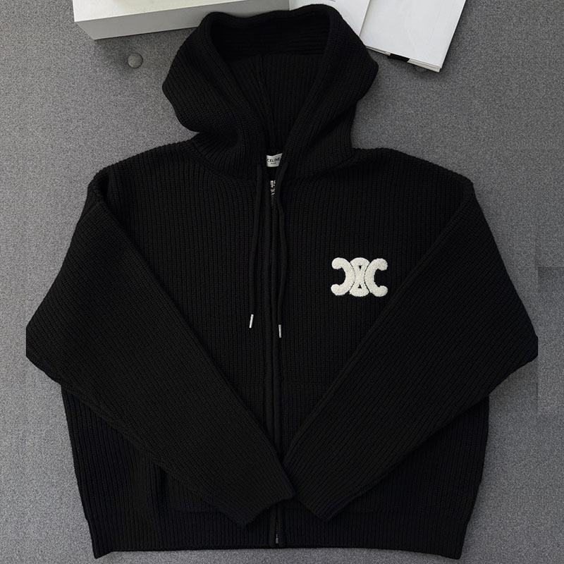 셀린느 셀린느 트리옹프 자수 리브드 울 후드 집업 가디건 레플리카 7번 이미지 - 의류 | 세미샵 레플리카 사이트